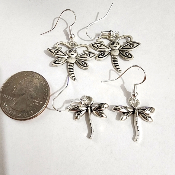 Silver Dragonfly Earring set A - Picture 2 of 4